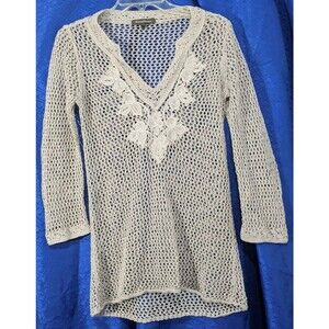 Tommy Bahama Loose Beach Tunic ~ Size S ~ Crochet Knit Embroidered